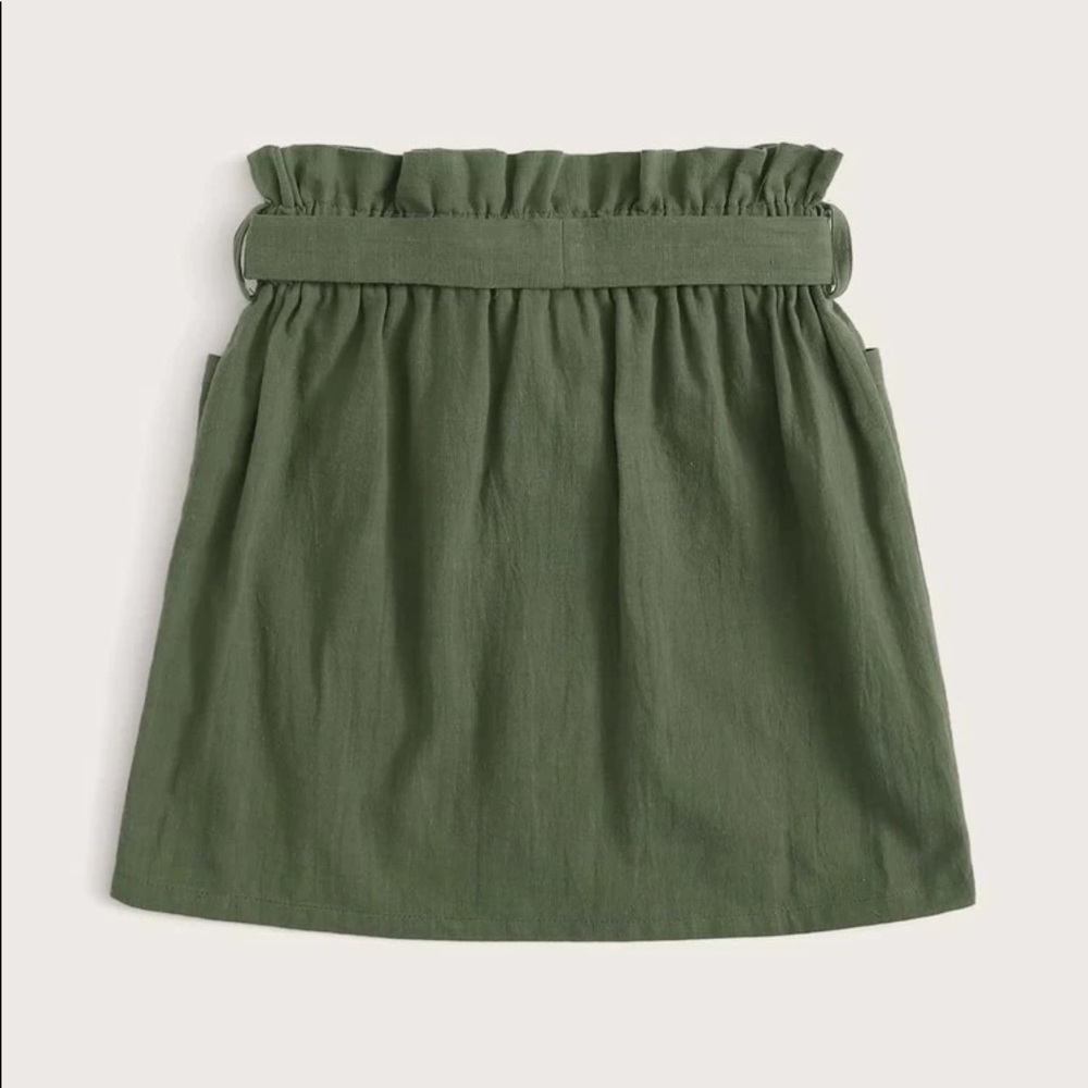 SHEIN Button Front Paperbag Waist Belted Skirt - Picture 4 of 4